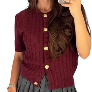 Women's Burgundy Cable Knit Sweater